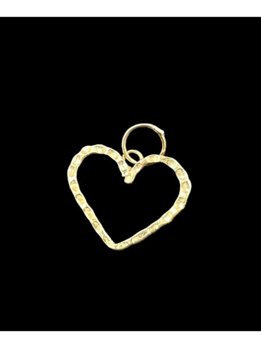 Pendant 14k Yellow Gold Heart Hammered Charm Love Dangle